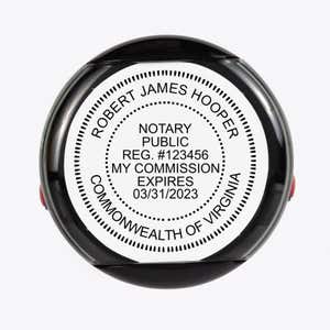 An overhead view of the Virginia Notary Round Stamp impression