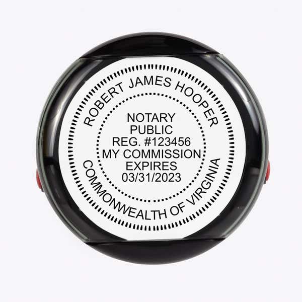 An overhead view of the Virginia Notary Round Stamp impression