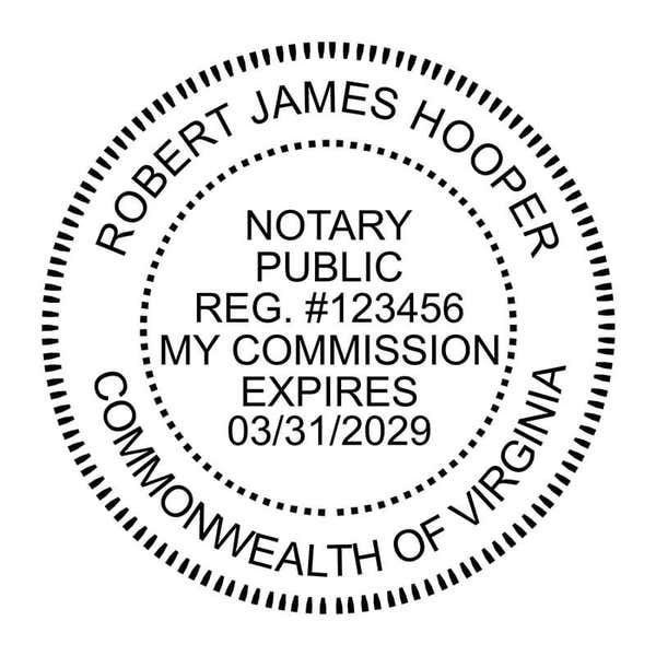 Impression image of the Virginia Round Notary Stamp in black ink