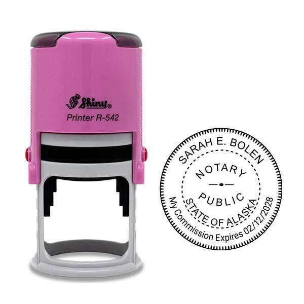 Round Impression of Alaska Notary Pink Stamp