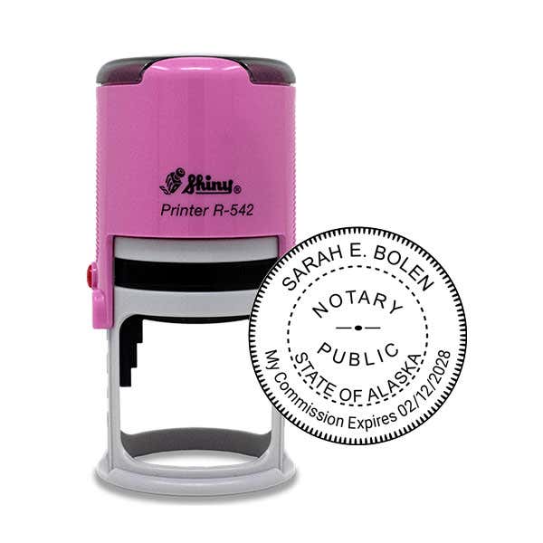 Alaska Pink Round Notary Stamp