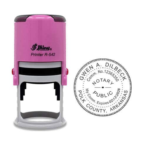Arkansas Round Pink Notary Stamp