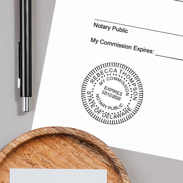 Example of Delaware Notary Public Round Seal Embosser Impression