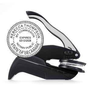 Delaware Notary Public Round Seal Embosser and Impression
