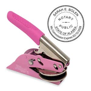 Alaska Notary Pink Seal Embosser and Impression