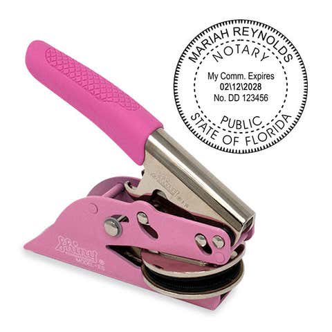 Florida Notary Round Pink Seal Embosser