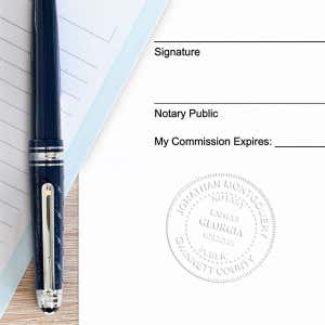 Example of Georgia Notary with Expiration Date Pink Seal Embosser - Round impression on paper