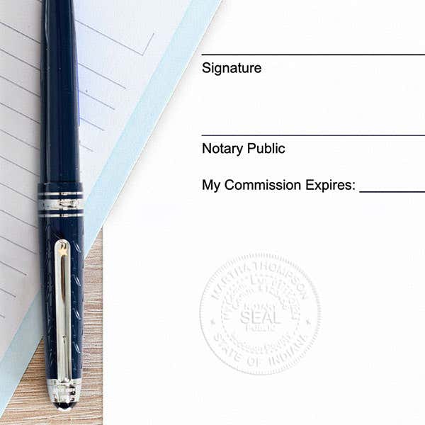 Indiana Notary Pink Seal Embosser - Round Impression on Paper