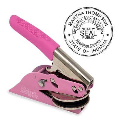 Indiana Notary Pink Seal Embosser - Round Impression