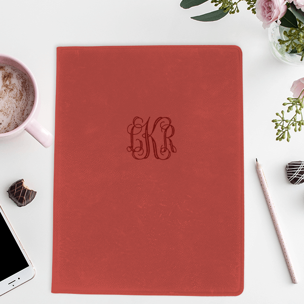 Large Center Monogram Leatherette Folio