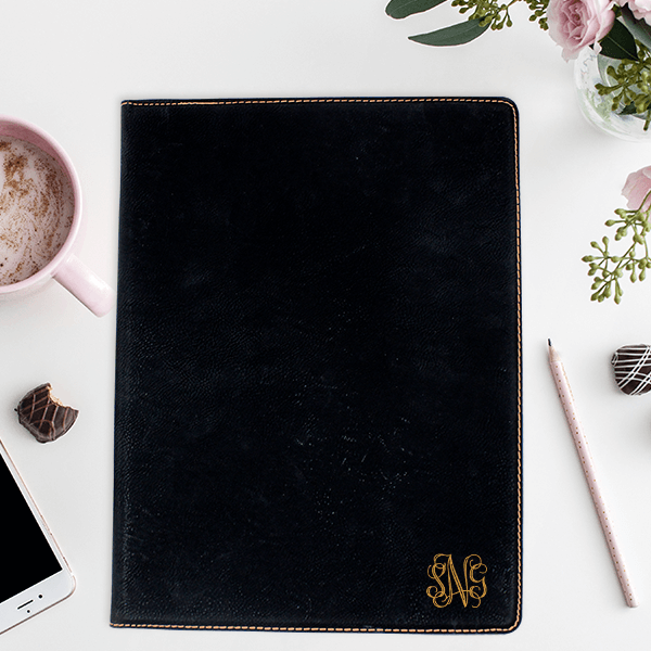 Large Corner Monogram Leatherette Folio