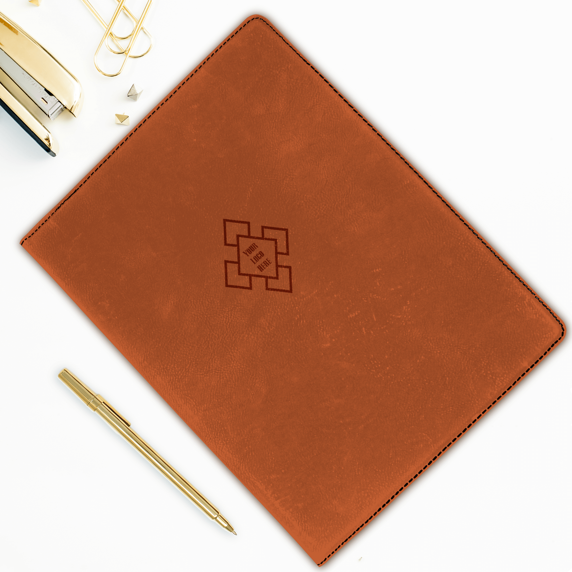 Large Custom Logo Leatherette Folio