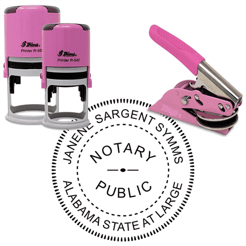 Alabama Round Pink Notary Seal
