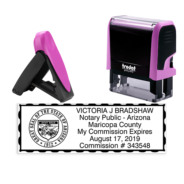 Arizona Pink Rectangle Notary Stamp