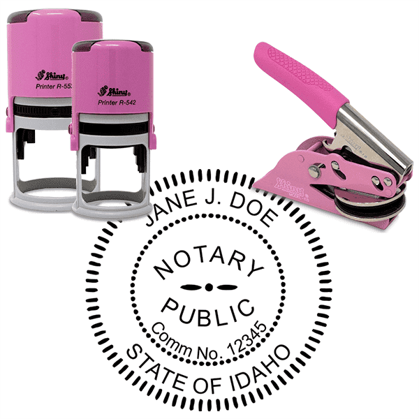 Idaho Round Pink Notary Seal