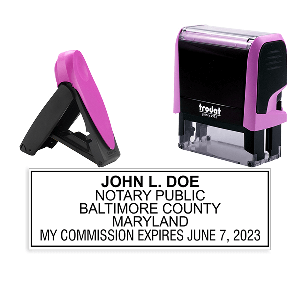 Maryland Pink Rectangle Notary Stamp