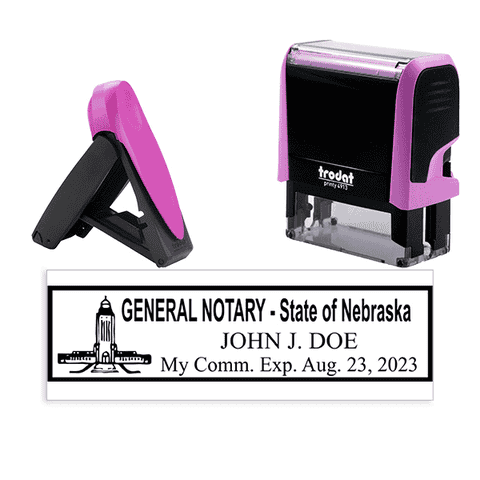 Nebraska Pink Rectangle Notary Stamp