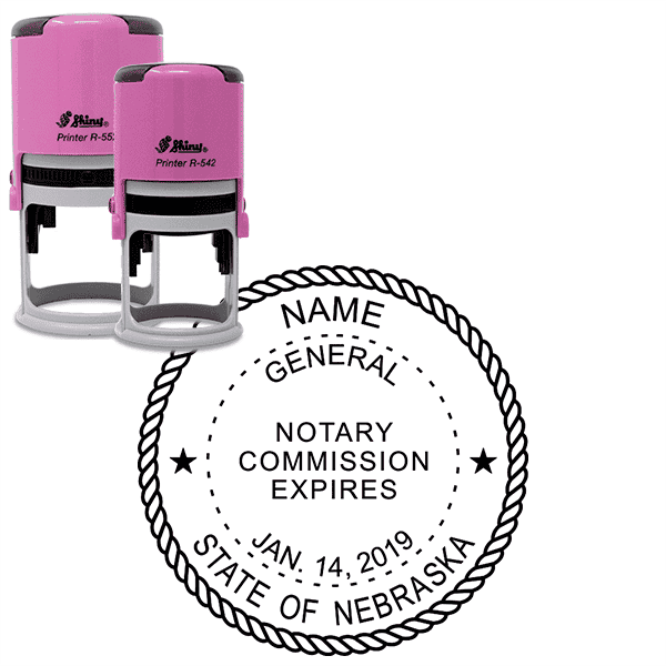 Nebraska Notary Pink Stamp - Round Design