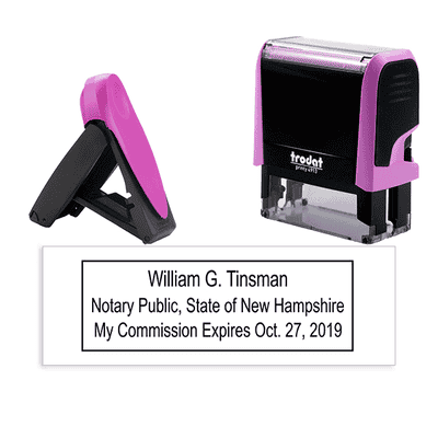 New Hampshire Notary Pink Stamp - Rectangle
