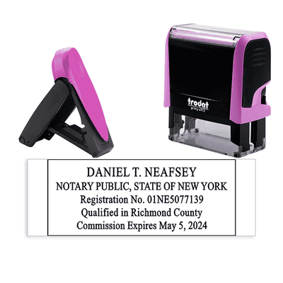 New York Notary Pink Stamp - Rectangle