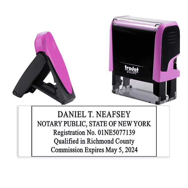 New York Pink Rectangle Notary Stamp
