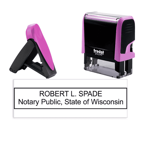 Wisconsin Pink Rectangle Notary Stamp