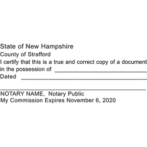 New Hampshire Certified True Copy Notary Stamp Imprint Example