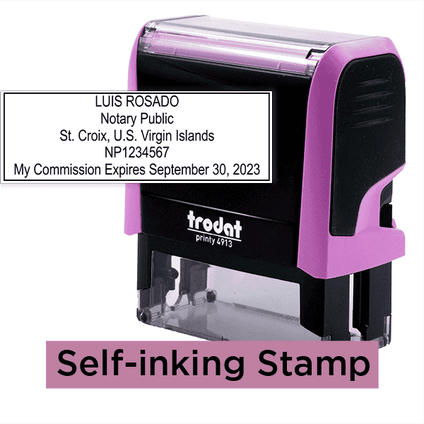 U.S. Virgin Islands Notary Pink Rectangle Stamp