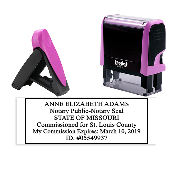 Missouri Notary Pink Stamp - Rectangle