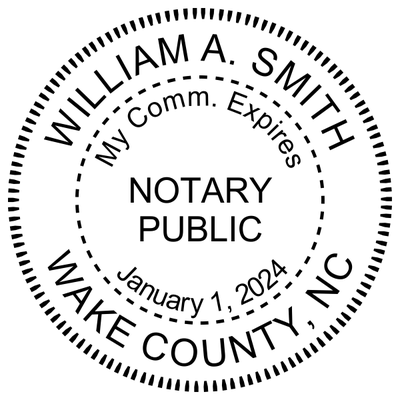 North Carolina With Expiration Date Round Pink Notary Stamp - alternate view