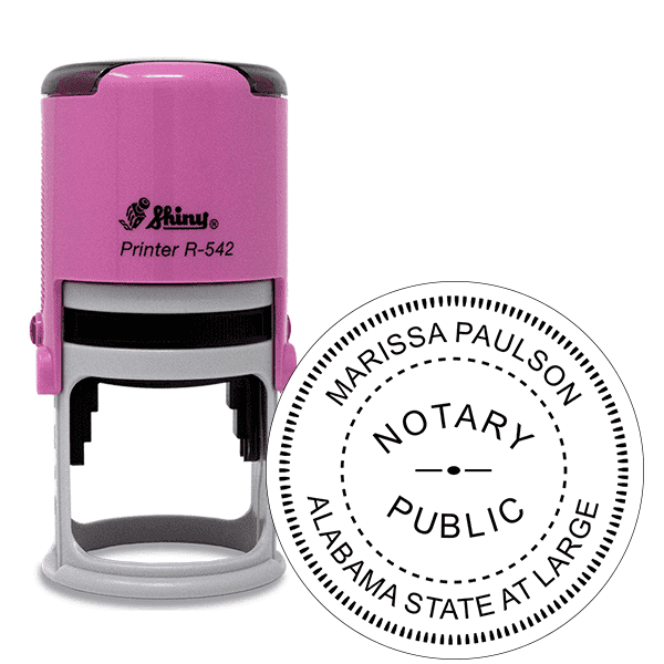 Alabama Notary Pink Stamp - Round