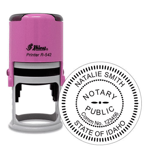 Idaho Round Pink Notary Stamp