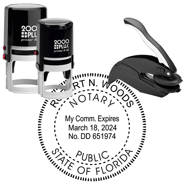 Florida Pink Rectangle Notary Stamp