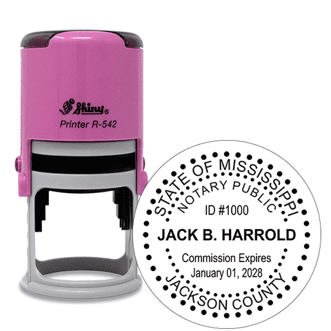 Mississippi Dots Round Pink Notary Stamp