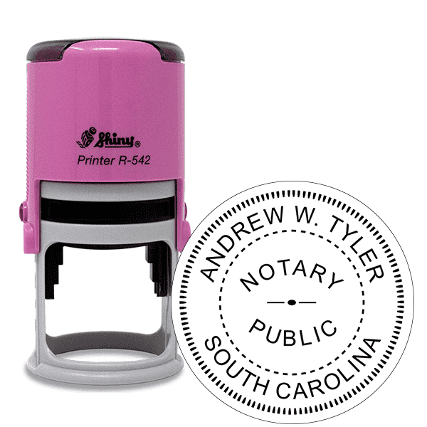 South Carolina Notary Pink Stamp - Round