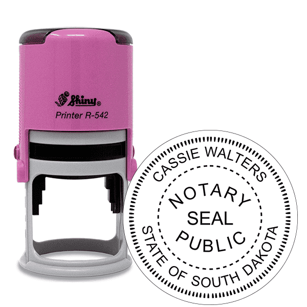 South Dakota Round Pink Notary Stamp