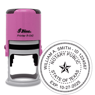 Texas Notary Pink Stamp - Round