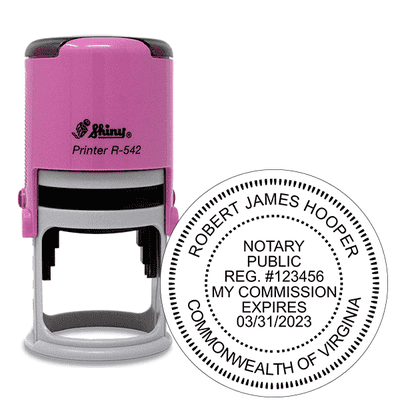 Virginia Round Pink Notary Stamp - alternate view