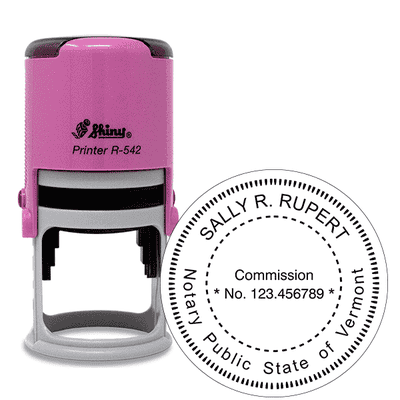 Vermont Notary Pink Stamp - Round