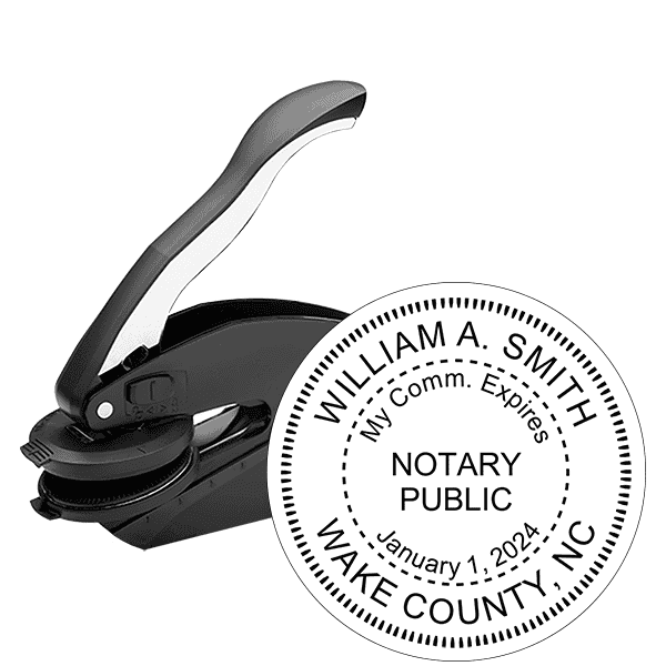 North Carolina Notary With Expiration Date Round Seal Embosser