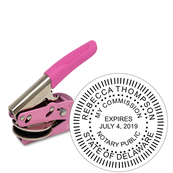 Delaware Notary Round Pink Seal Embosser