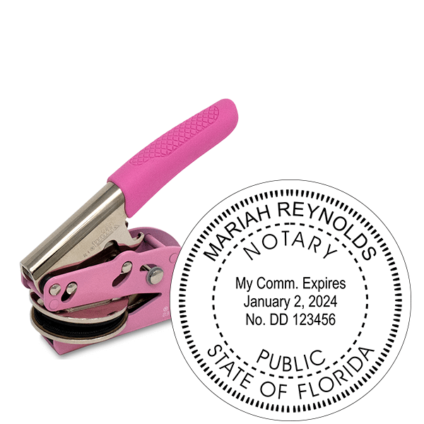 Florida Notary Round Pink Seal Embosser