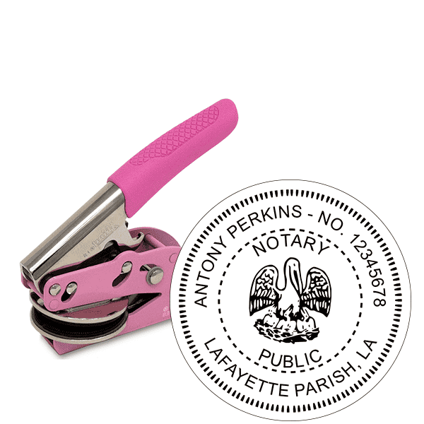 Louisiana Notary Pink Seal Embosser - Round