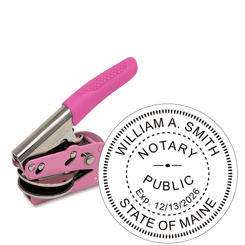 Maine Notary Round Pink Seal Embosser