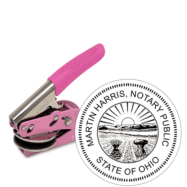 Ohio Notary Pink Seal Embosser - Round