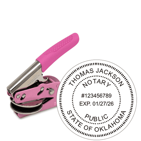 Oklahoma Notary Round Pink Seal Embosser