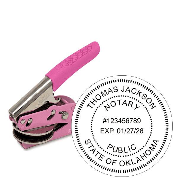 Oklahoma Notary Round Pink Seal Embosser