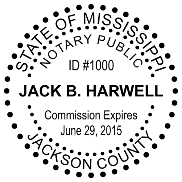 Mississippi Notary Dots Round Stamp