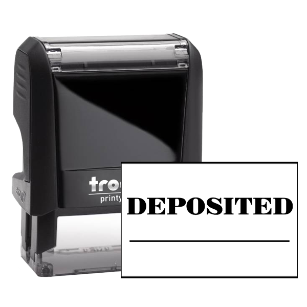 DEPOSITED Date Space Mobile Check Deposit Rubber Stamp