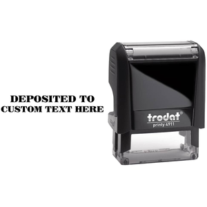 Custom DEPOSITED TO Mobile Check Deposit Rubber Stamp Body and Design